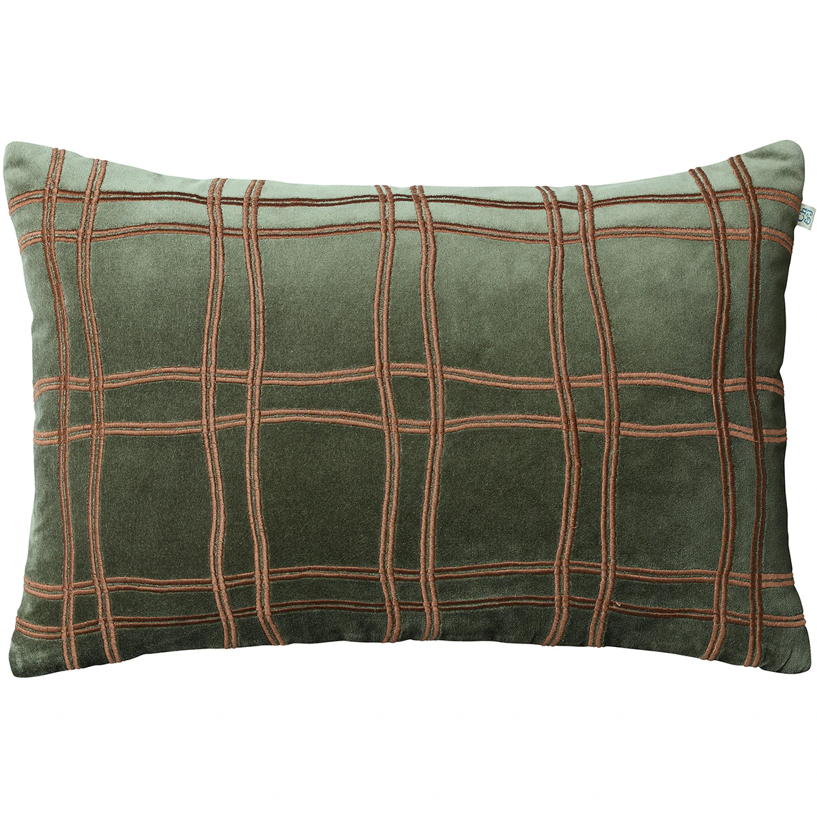 Chhatwal & Jonsson Tattersall Kuddfodral 40x60 Cm Forest Green / - Prydnadskuddar & Fodral Sammet Konjak