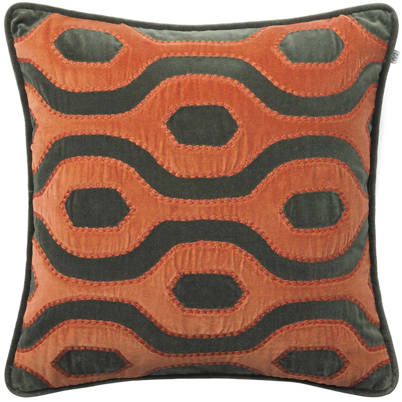 Varanasi Kuddfodral Forest Green/Terrakotta, 50x50 cm