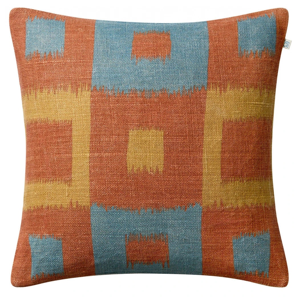 Chhatwal & Jonsson Vicky Kuddfodral 50x50 Cm Apricot Orange / Heaven Blue / Khaki - Prydnadskuddar & Fodral Linne Aprikosapelsin