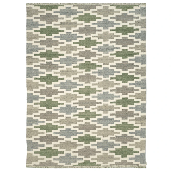 Classic Collection Korsnäs matta 200x300 Cm / Grön - Mönstrade mattor Ull Blå