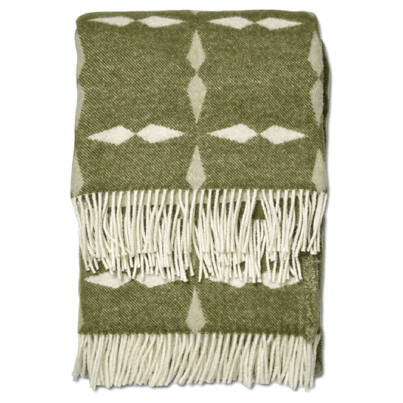 Tile Ullpläd 130x180 cm, Vit / Grön