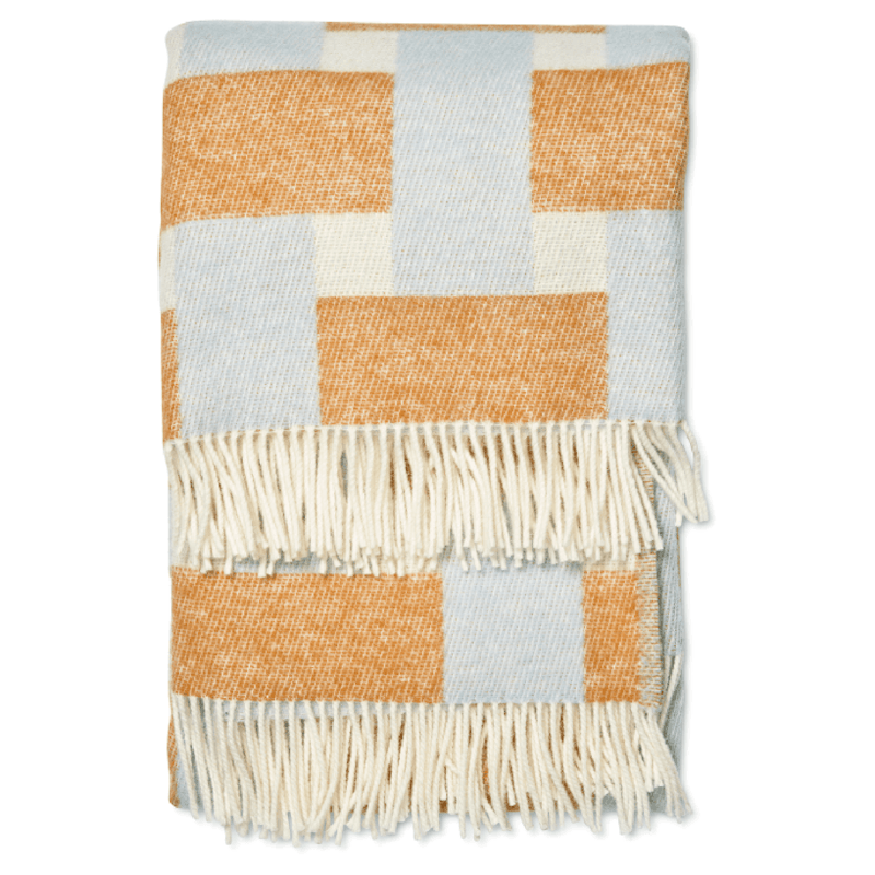 Weave Ullpläd 130x180 cm, Vit / Blå / Terrakotta