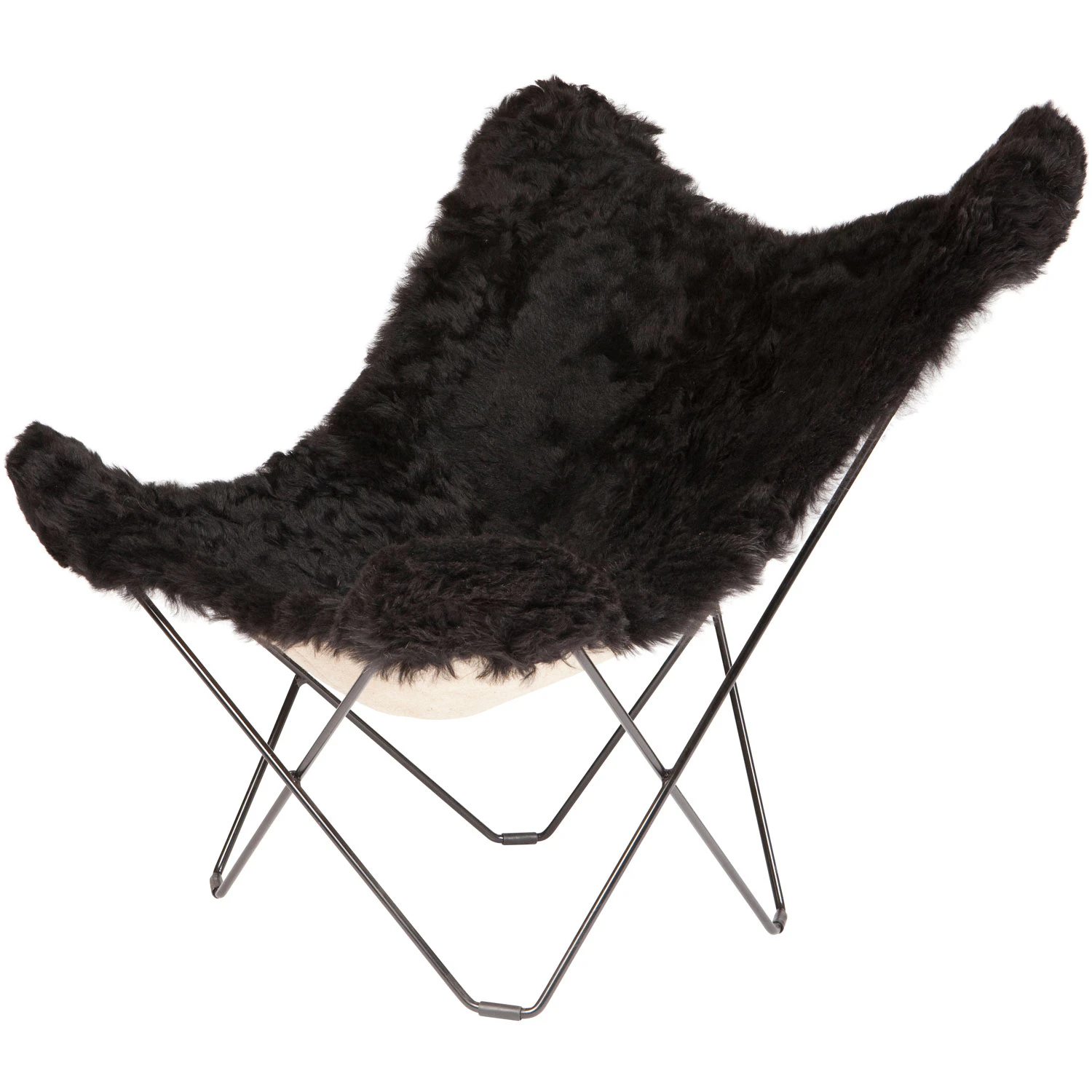 cuero iceland mariposa butterfly chair shorn black/black - fårskinn svart