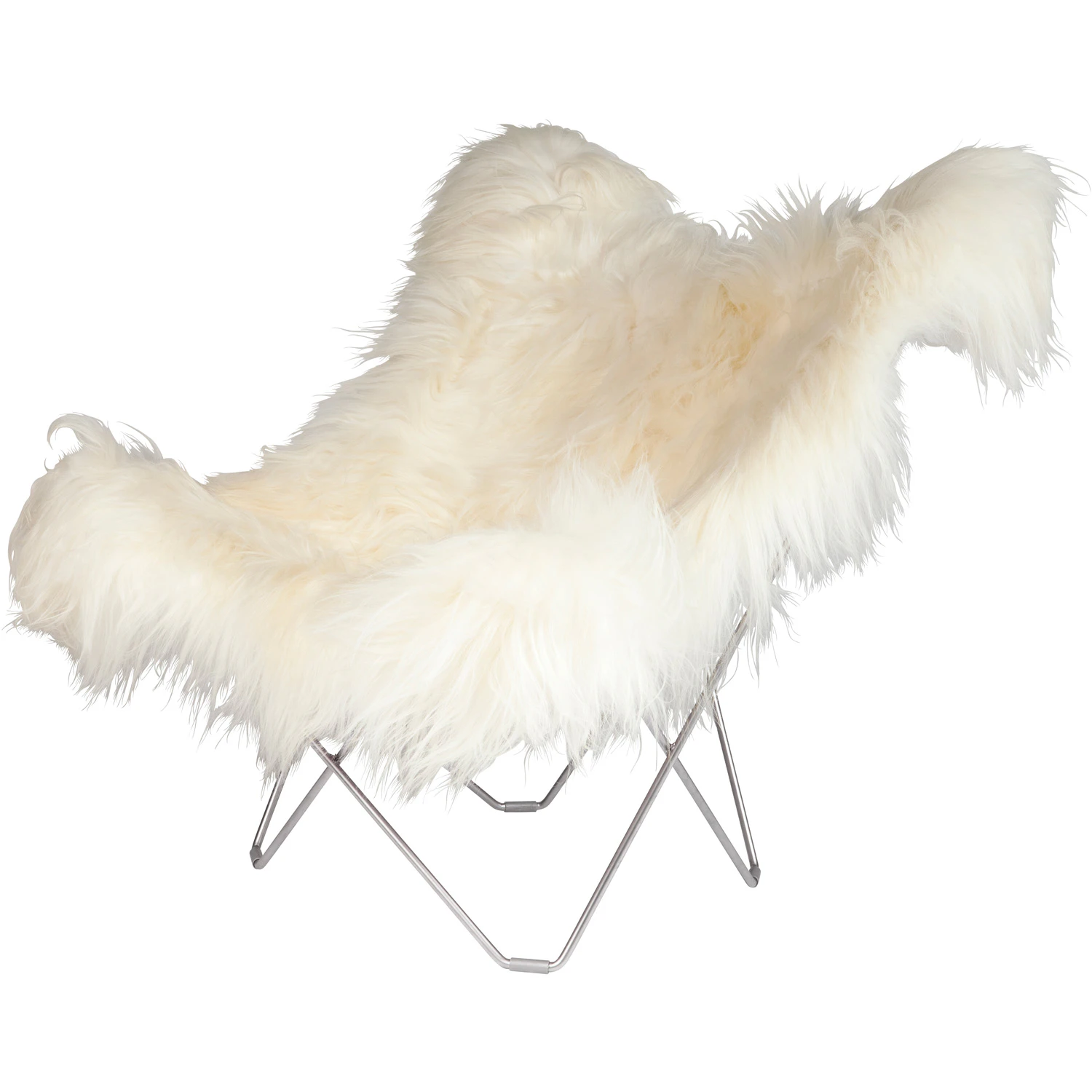 cuero iceland mariposa butterfly chair wild white/chrome - läder vit