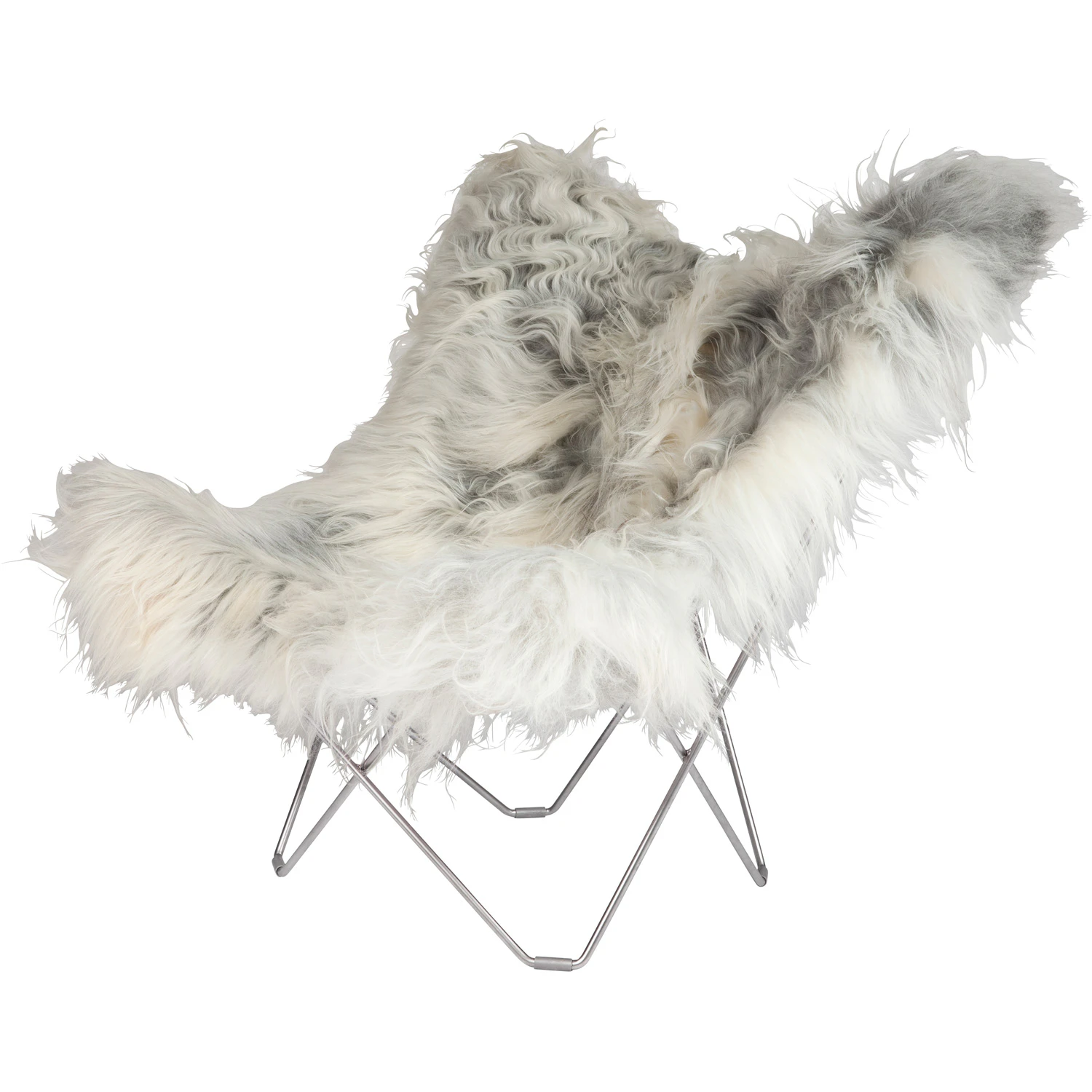Cuero Iceland Mariposa Butterfly Chair Wild Grey/chrome - L&auml;der Krom