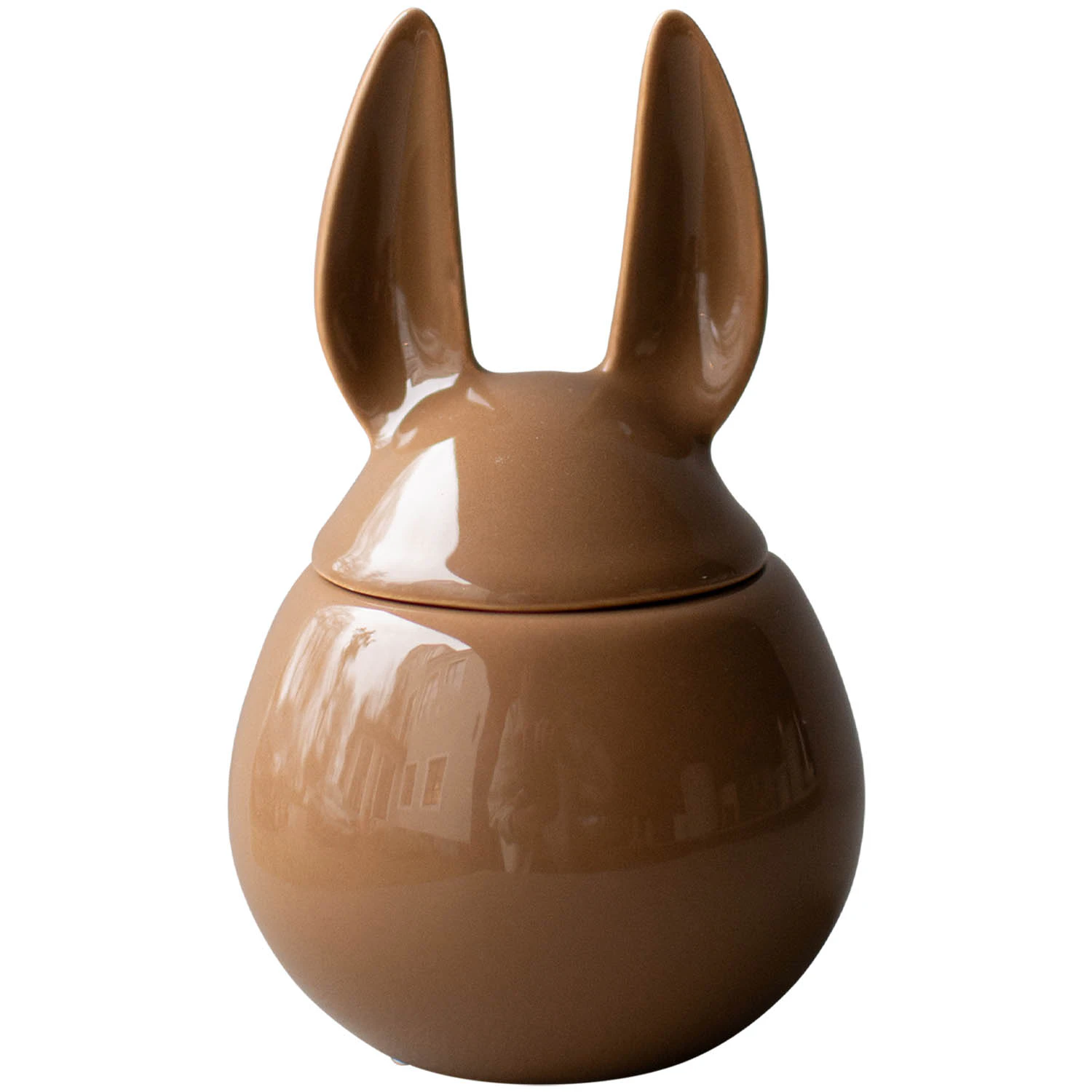 Dbkd Eating Rabbit Burk Med Lock 14 Cm - Påskdekorationer Keramik Shiny Nougat