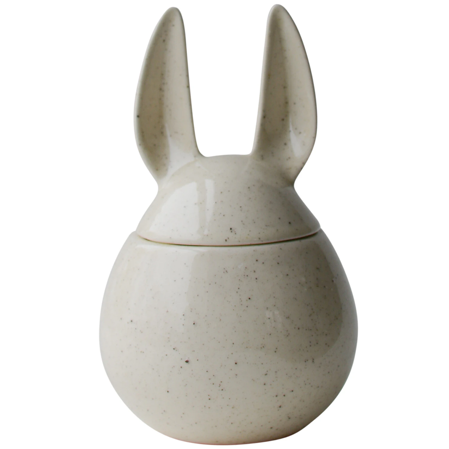 Dbkd Eating Rabbit Burk Med Lock 14 Cm - Påskdekorationer Keramik Vanilj