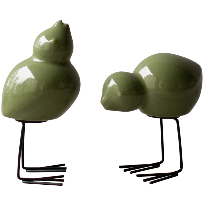 Swedish Bird Dekoration 2-pack, Shiny Green