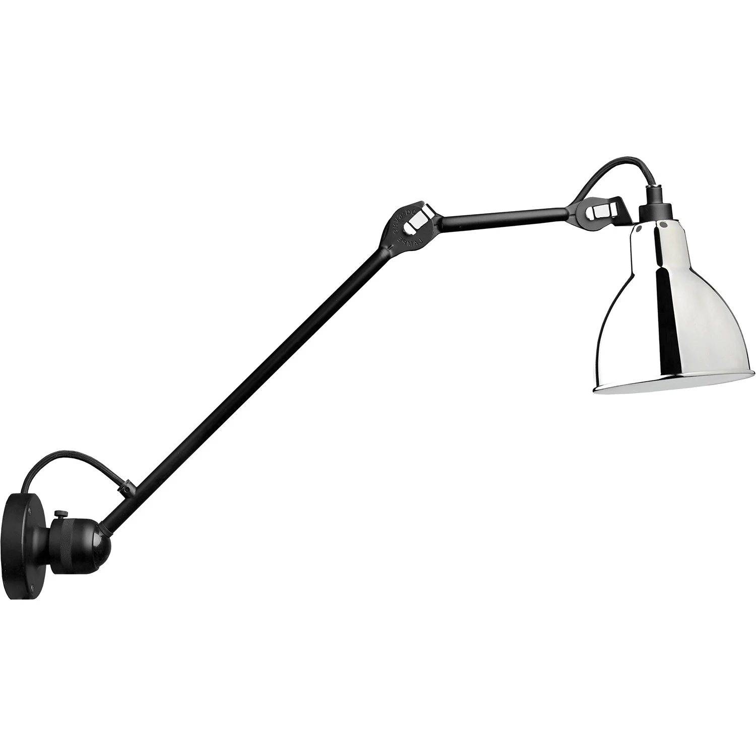 Dcw&eacute;ditions Lampe Gras N&deg;304 V&auml;gglampa L40 / Krom - V&auml;gglampor St&aring;l Svart