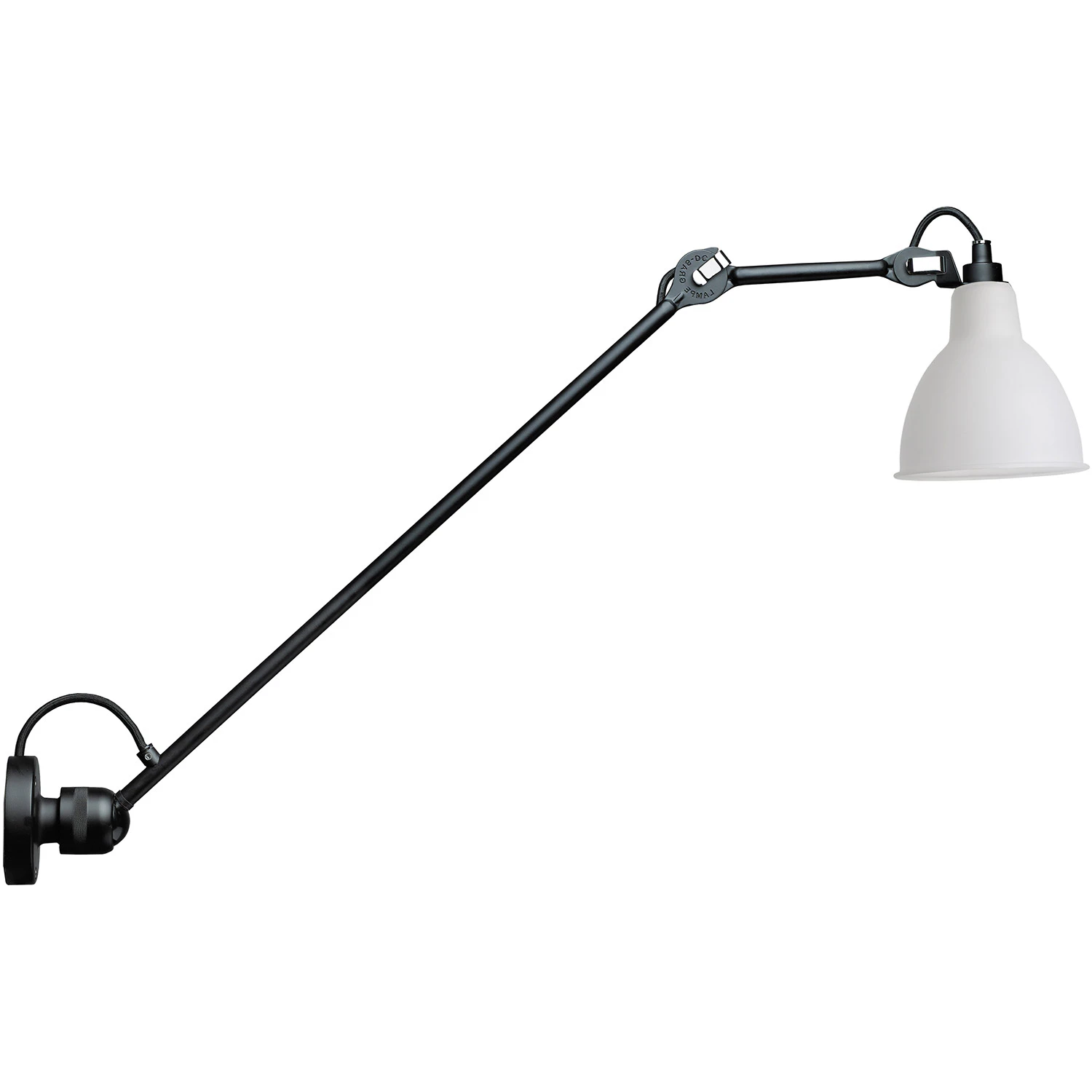 Dcw&eacute;ditions Lampe Gras N&deg;304 V&auml;gglampa L60 / Frostat Glas - V&auml;gglampor St&aring;l Svart