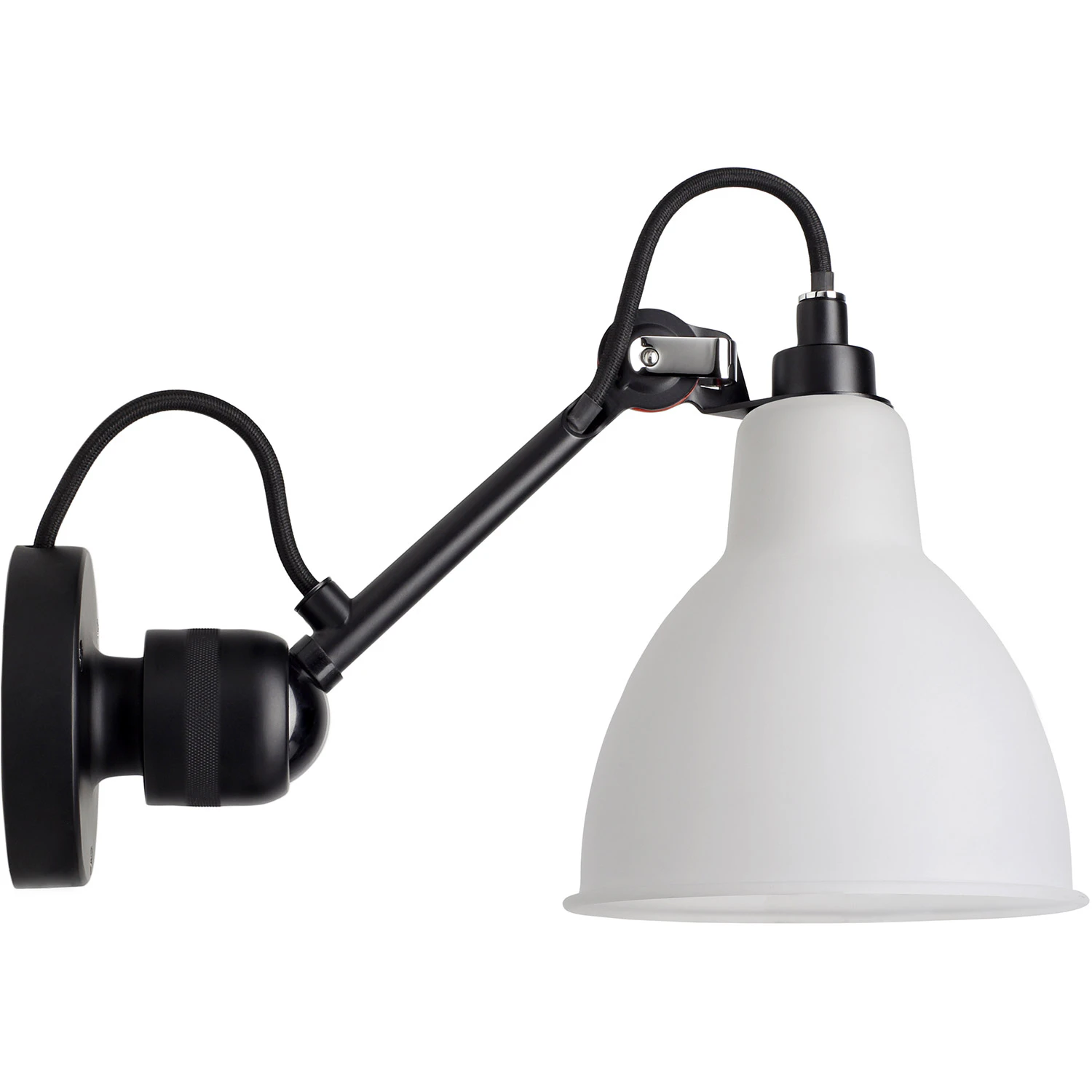Dcw&eacute;ditions La Lampe Gras N&deg;304 V&auml;gglampa Med Str&ouml;mbrytare / Frostat Glas - V&auml;gglampor St&aring;l Svart