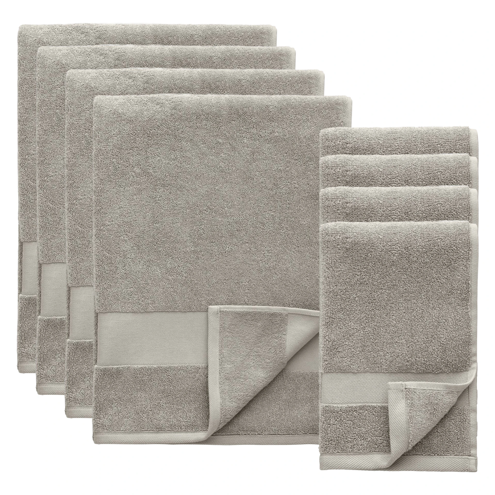 Decotique Alva Handduksset 50x70 + 70x140 Cm 8-pack - Handdukar & Badlakan Bomull Ljusgrå