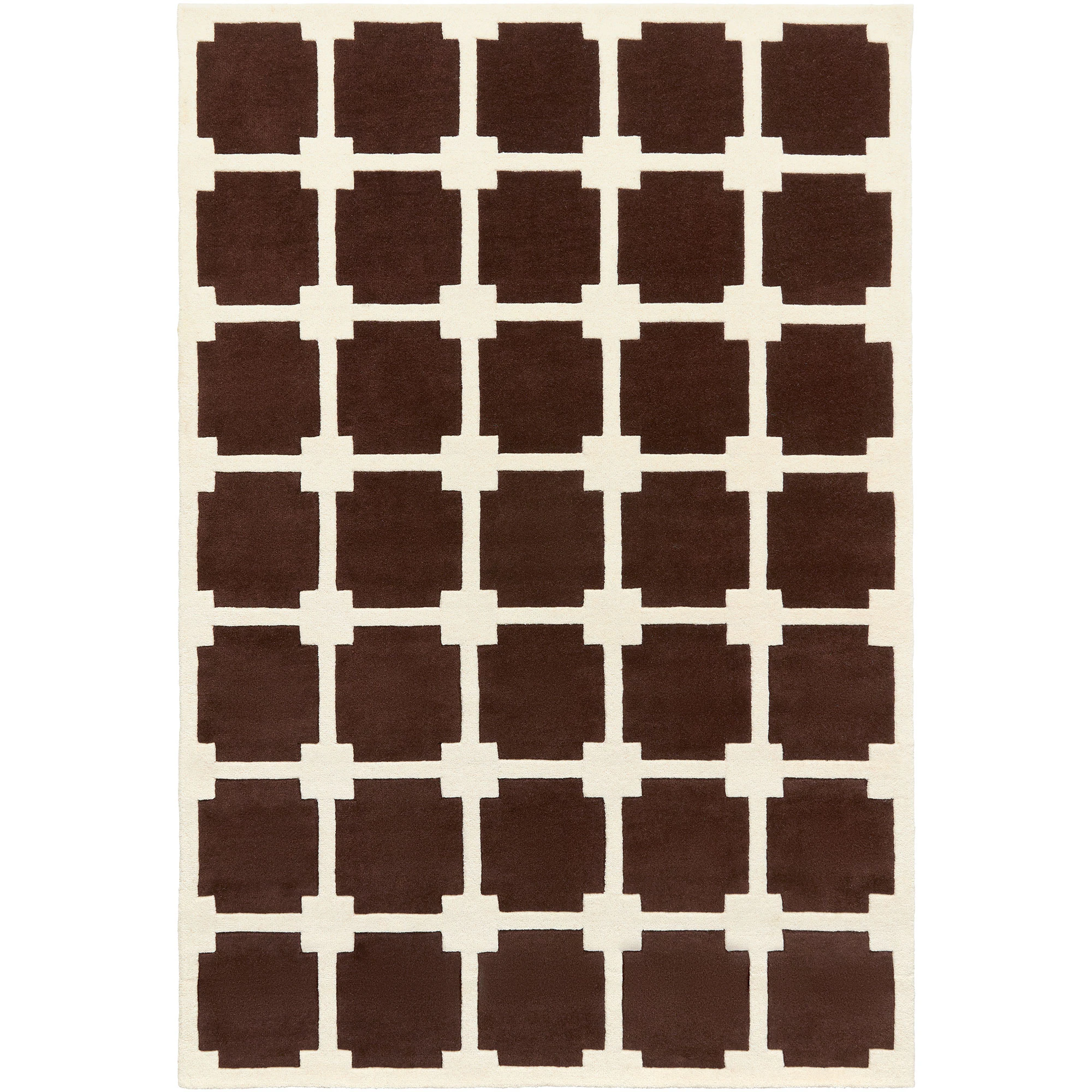 Decotique Block matta 180x270 Cm Brun - Ullmattor Ull Vit