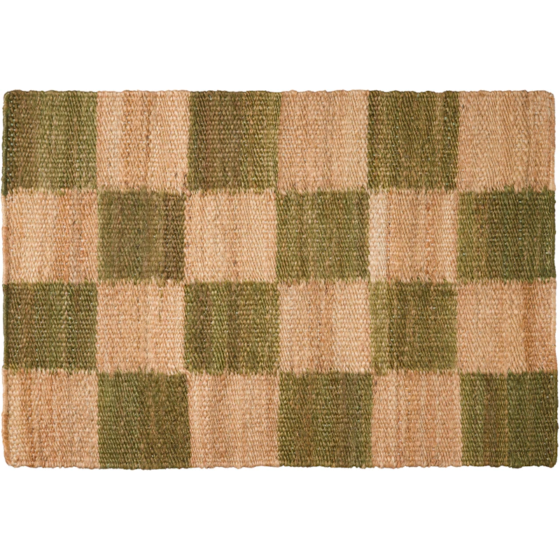 Chess Dörrmatta 60x90 cm, Natural Jute / Grön