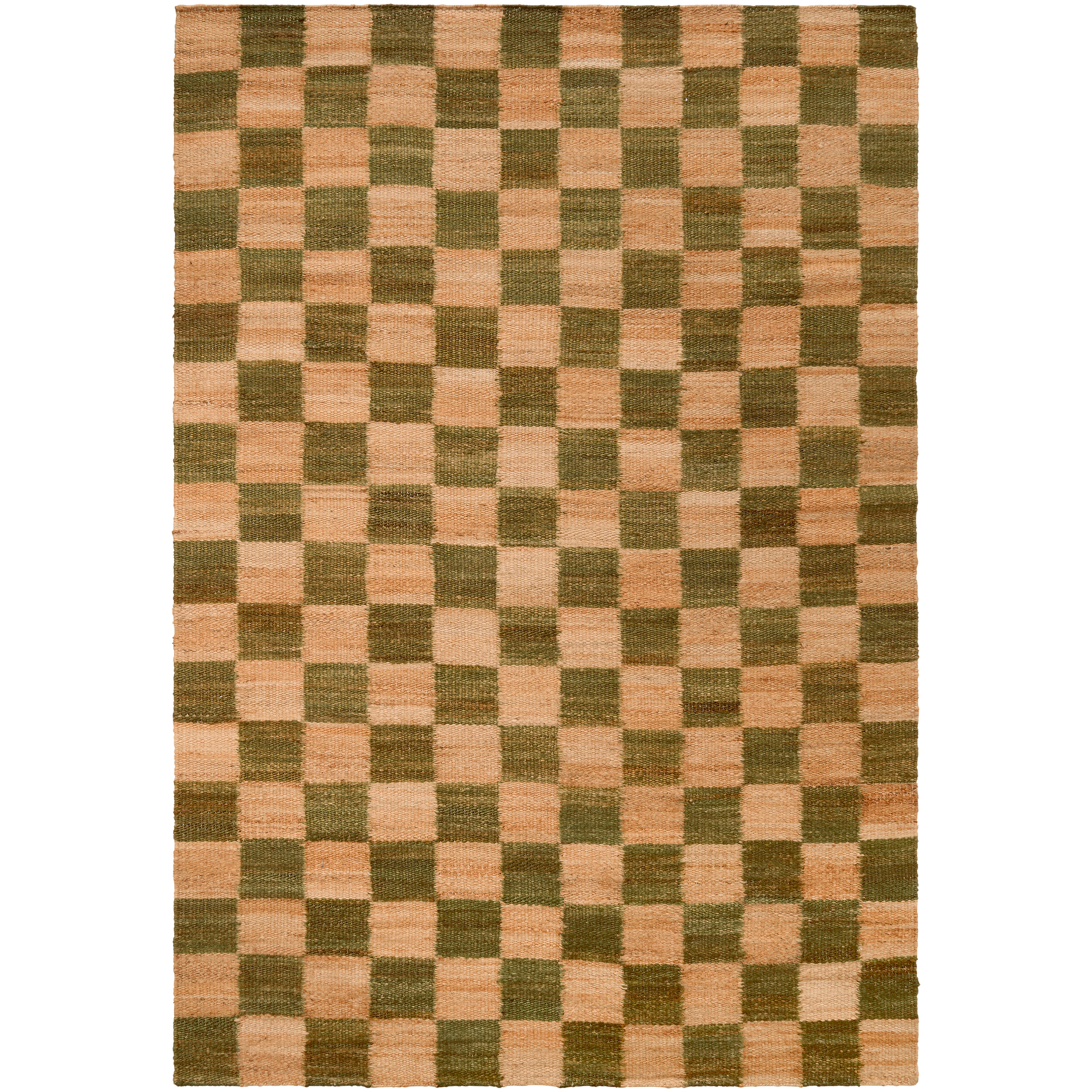 Decotique Chess matta 200x300 Cm Natur / - Mönstrade mattor Jute Grön