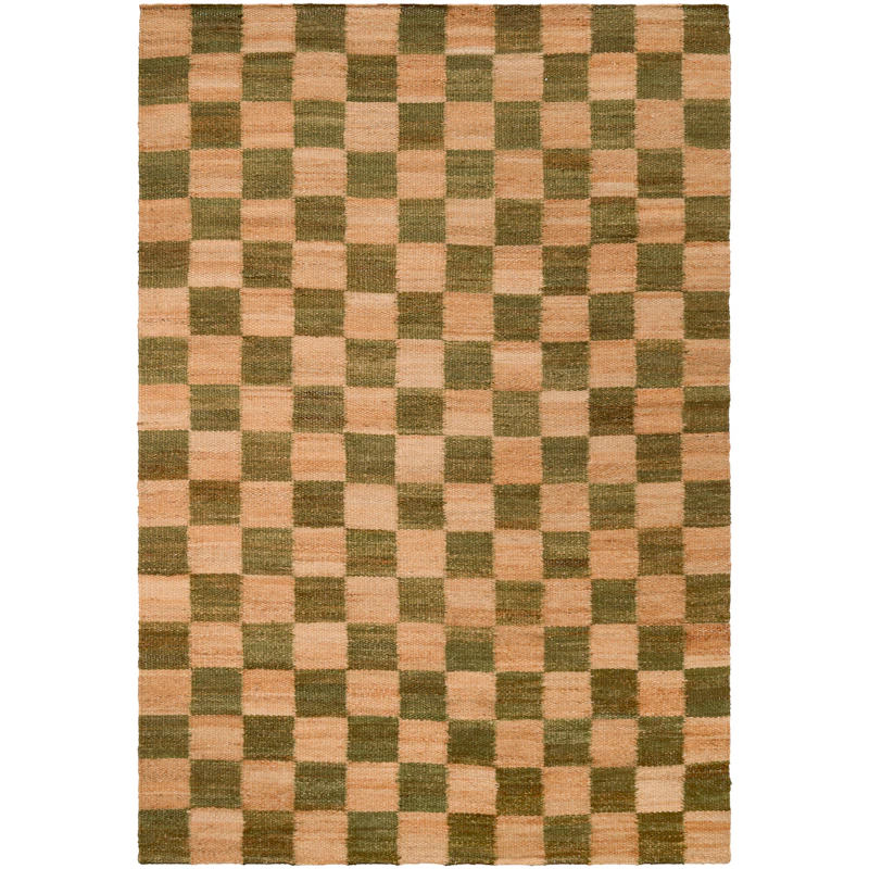 Chess Matta 200x300 cm, Natural Jute / Grön