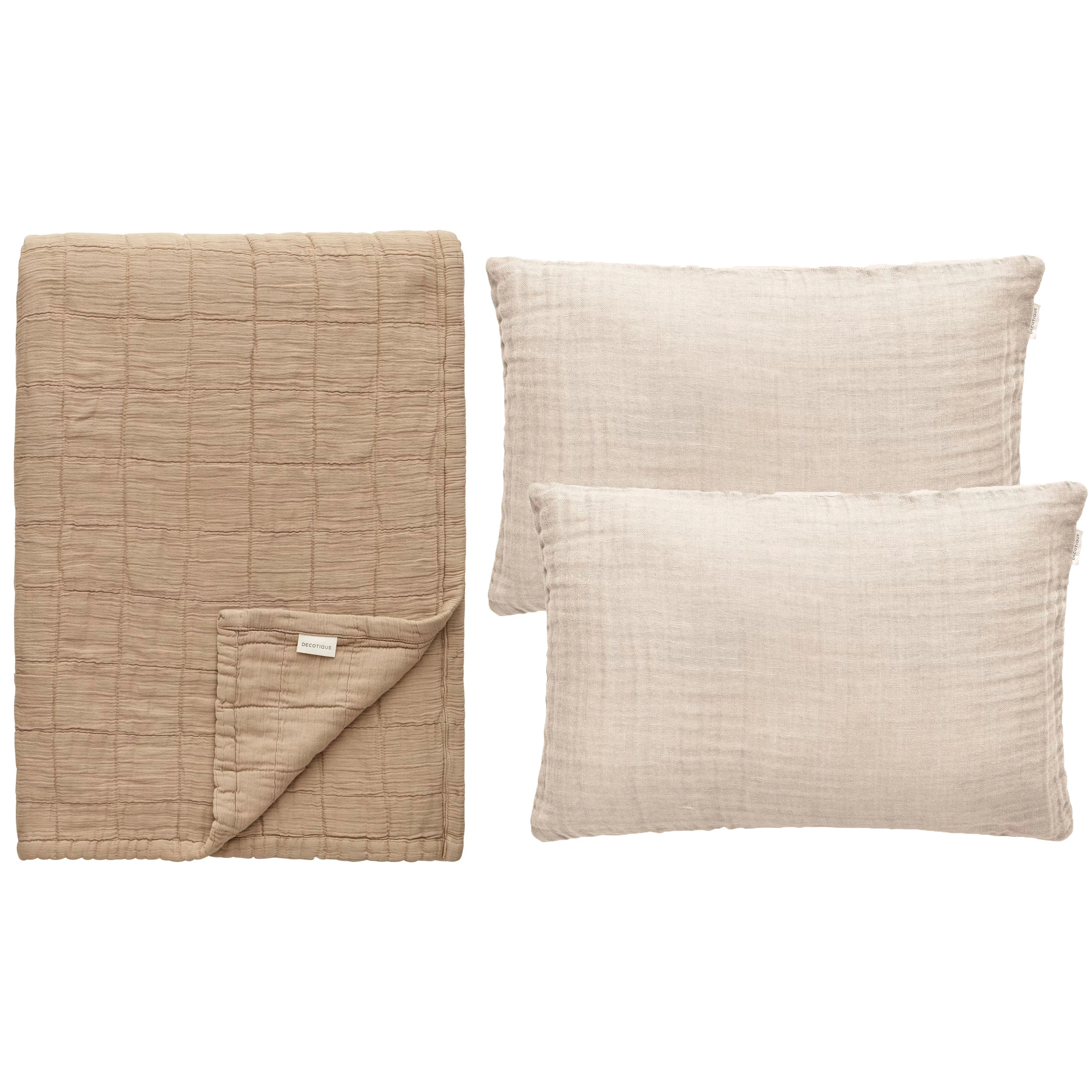 Decotique Classic Sovrumsset 3-pack - Prydnadskuddar & Fodral Bomull Beige