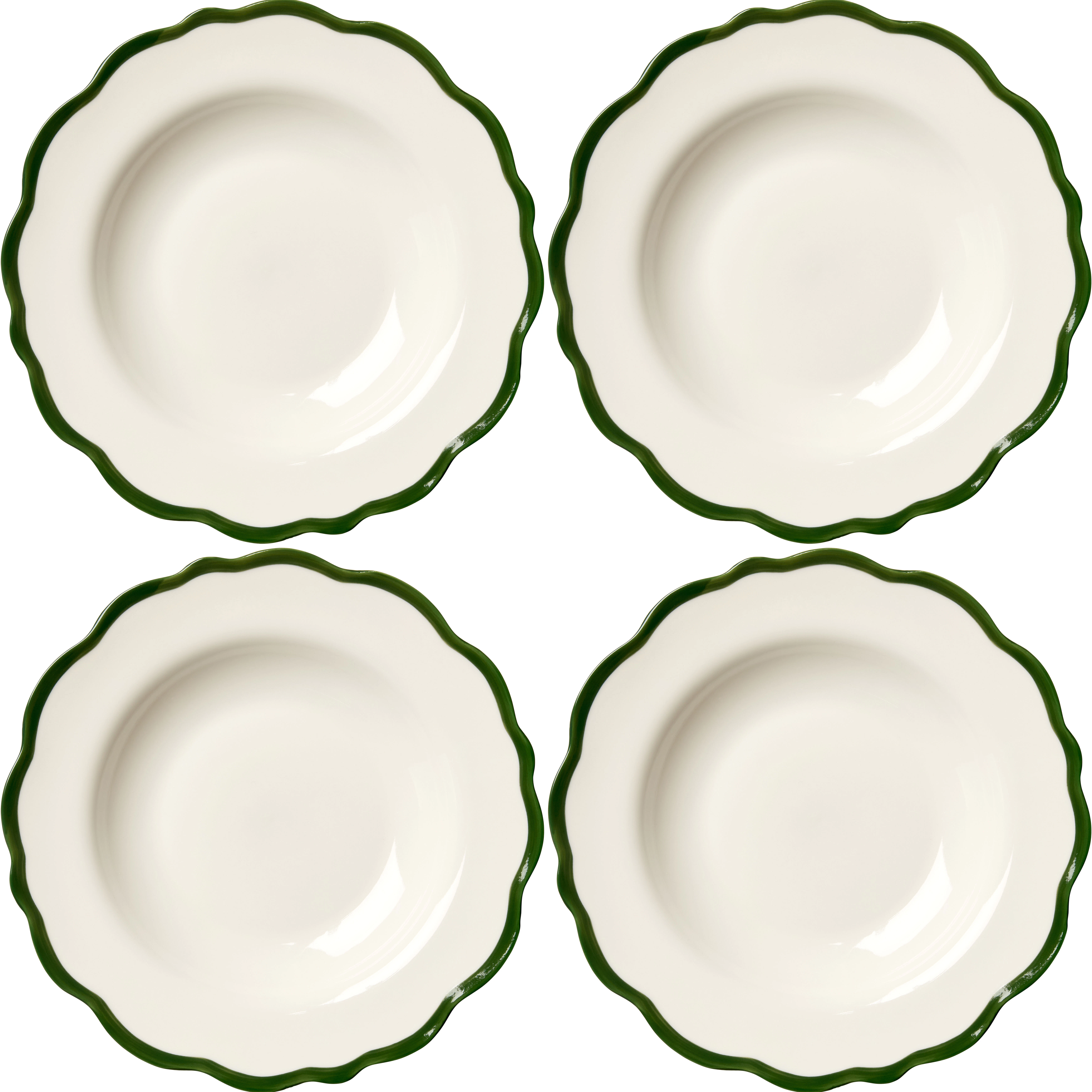 Decotique Fleur Sk&aring;l 23 Cm 4-pack - Serveringssk&aring;lar Keramik M&ouml;rkgr&ouml;n