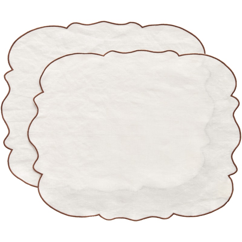 Gia Bordstablett 35x45 cm 2-pack, Vit / Brun