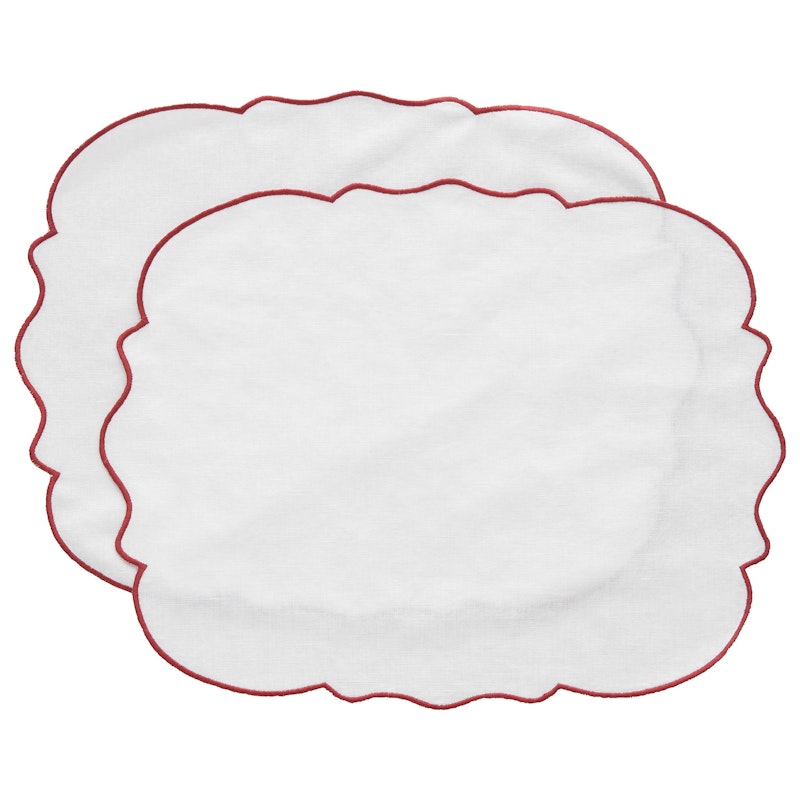 Gia Bordstablett 35x45 cm 2-pack, Vit / Vinröd