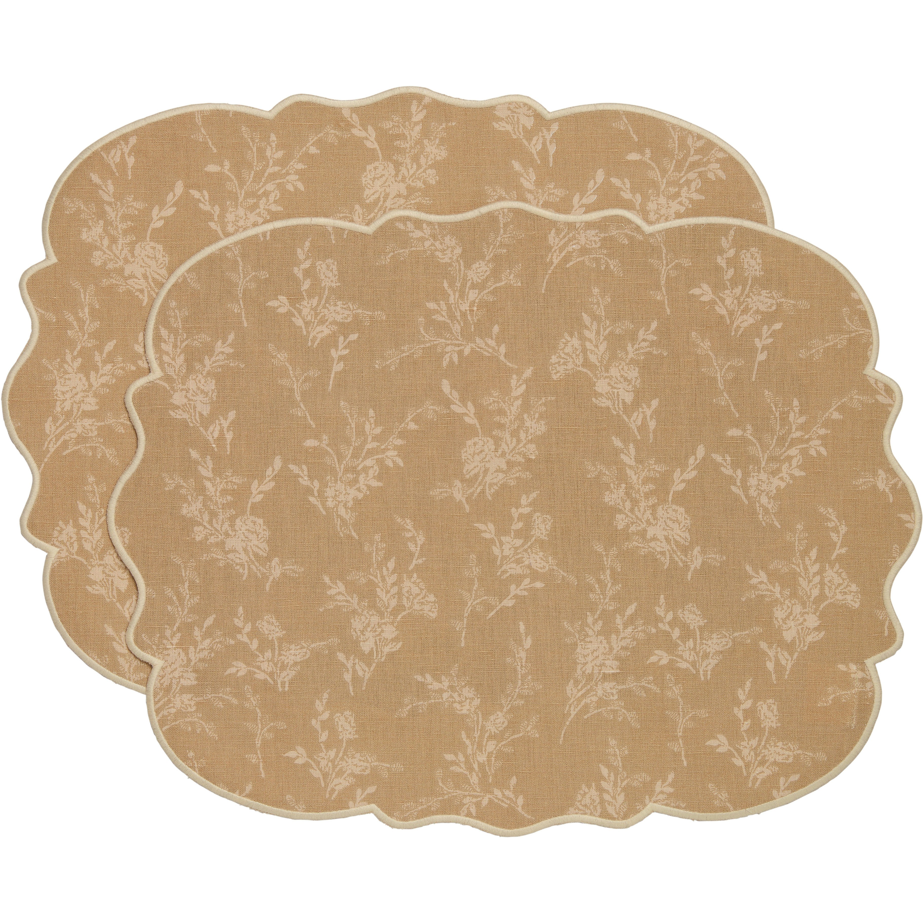 Decotique Gia Bordstablett Blomma 35x45 Cm 2-pack - Bordstabletter & Glasunderl&auml;gg Bomull Beige