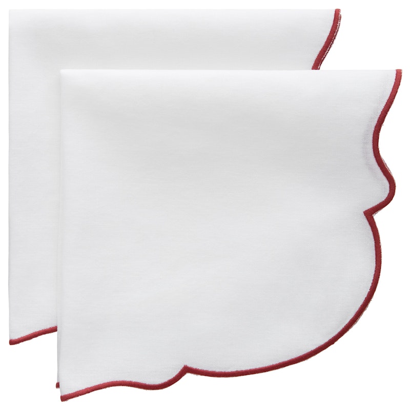 Gia Servett 45x45 cm 2-pack, Vit / Vinröd