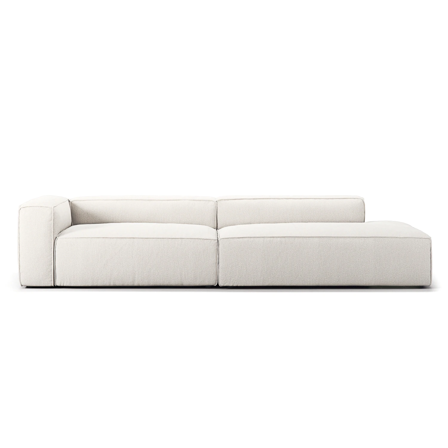 decotique grand 3-sitssoffa öppet avslut höger bouclétyg - hörnsoffor & divansoffor polyester steam white