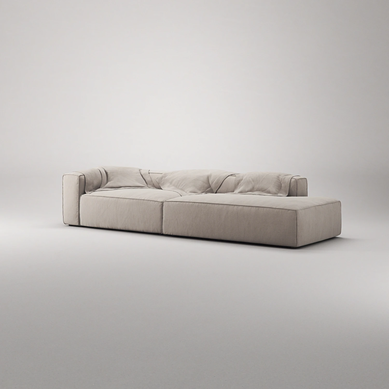 Decotique Grand 3-sitssoffa Öppet Avslut Höger Minetyg, sandshell beige från Decotique, bild 3