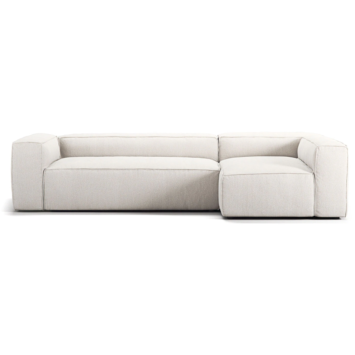 decotique grand 4-sitssoffa divan höger tyg - hörnsoffor & divansoffor bouclé steam white