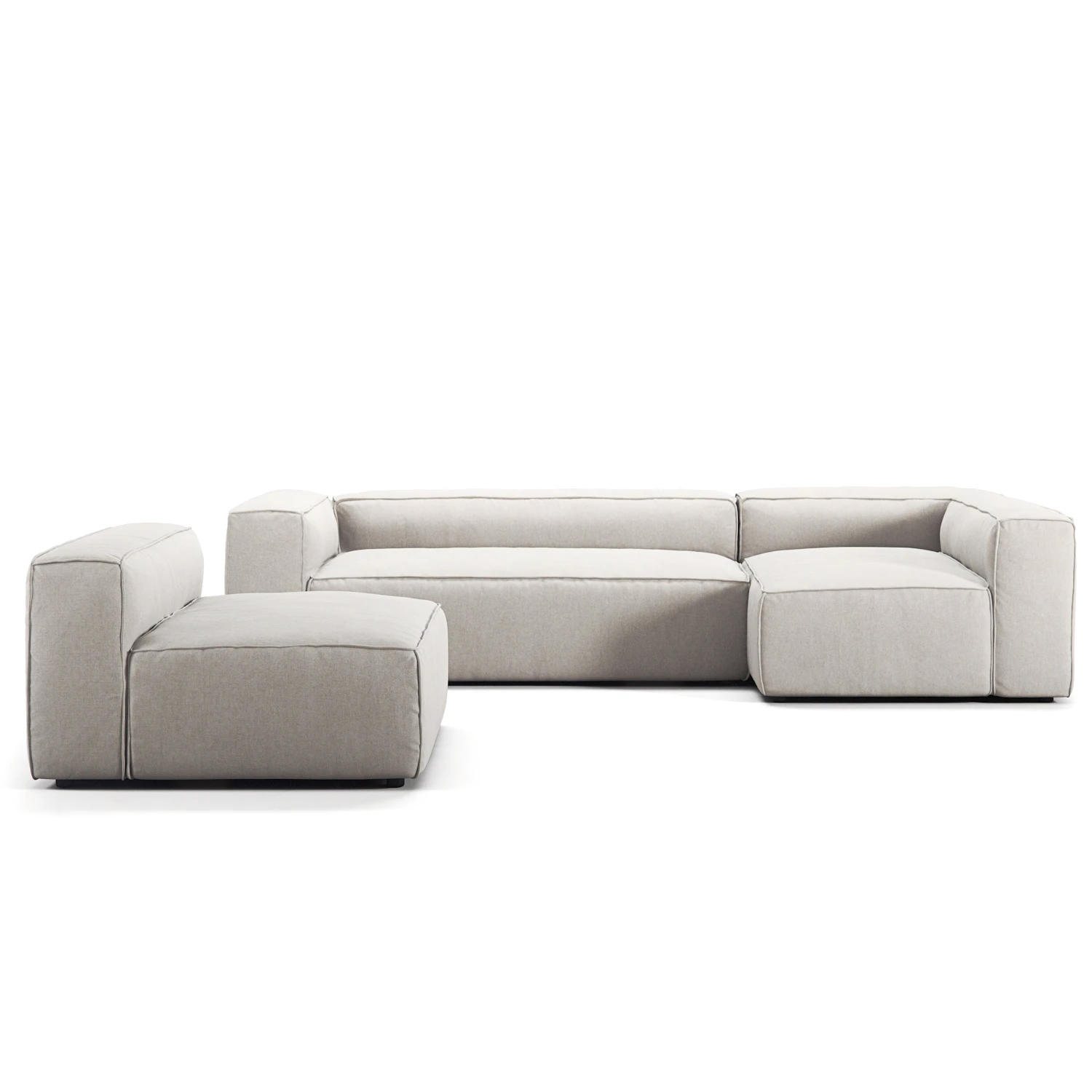 Decotique Grand 4-sitssoffa Divan H&ouml;ger Med F&aring;t&ouml;lj Minetyg - H&ouml;rnsoffor & Divansoffor Micro Chenille Moon White