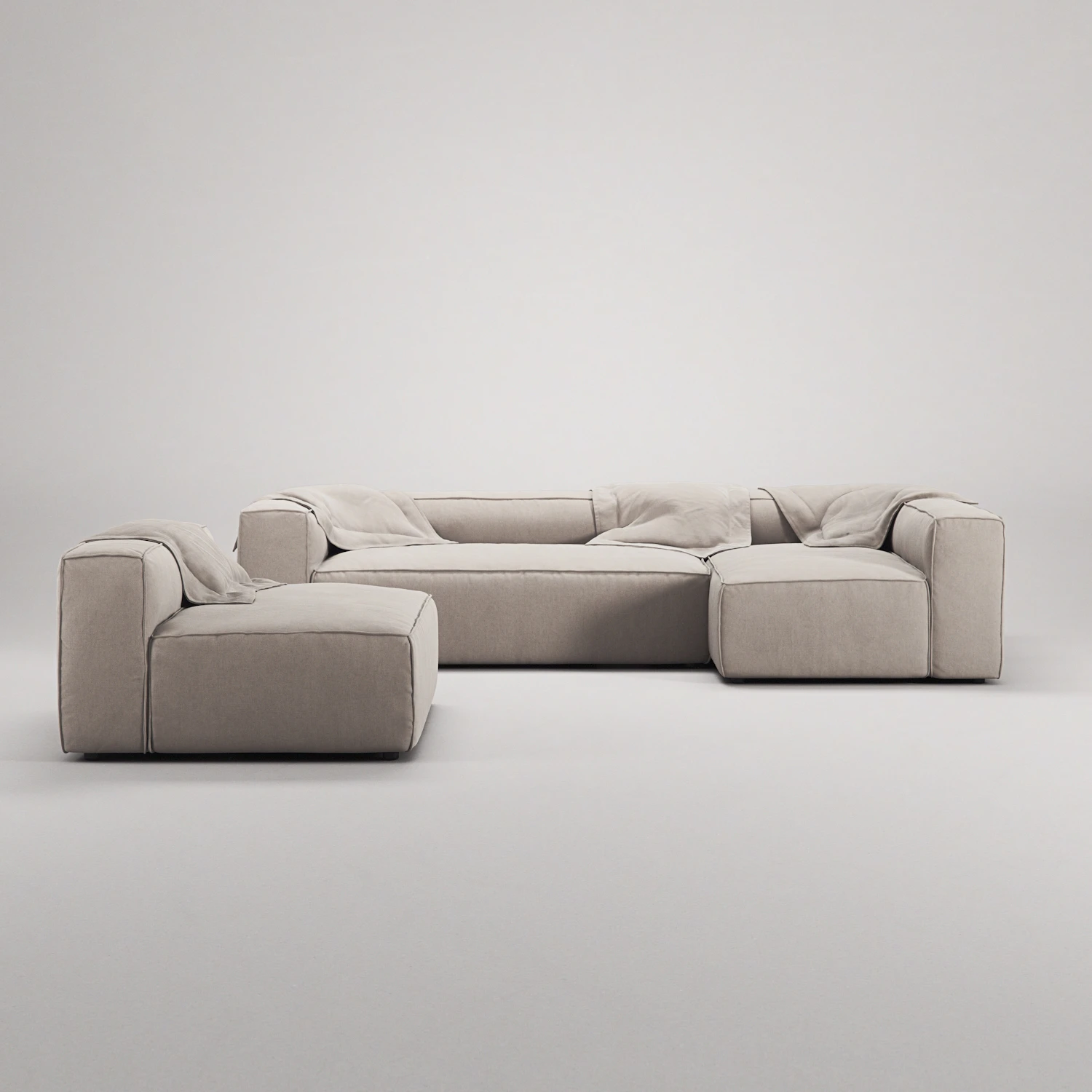 Decotique Grand 4-sitssoffa Divan Höger Med Fåtölj, sandshell beige från Decotique, bild 2