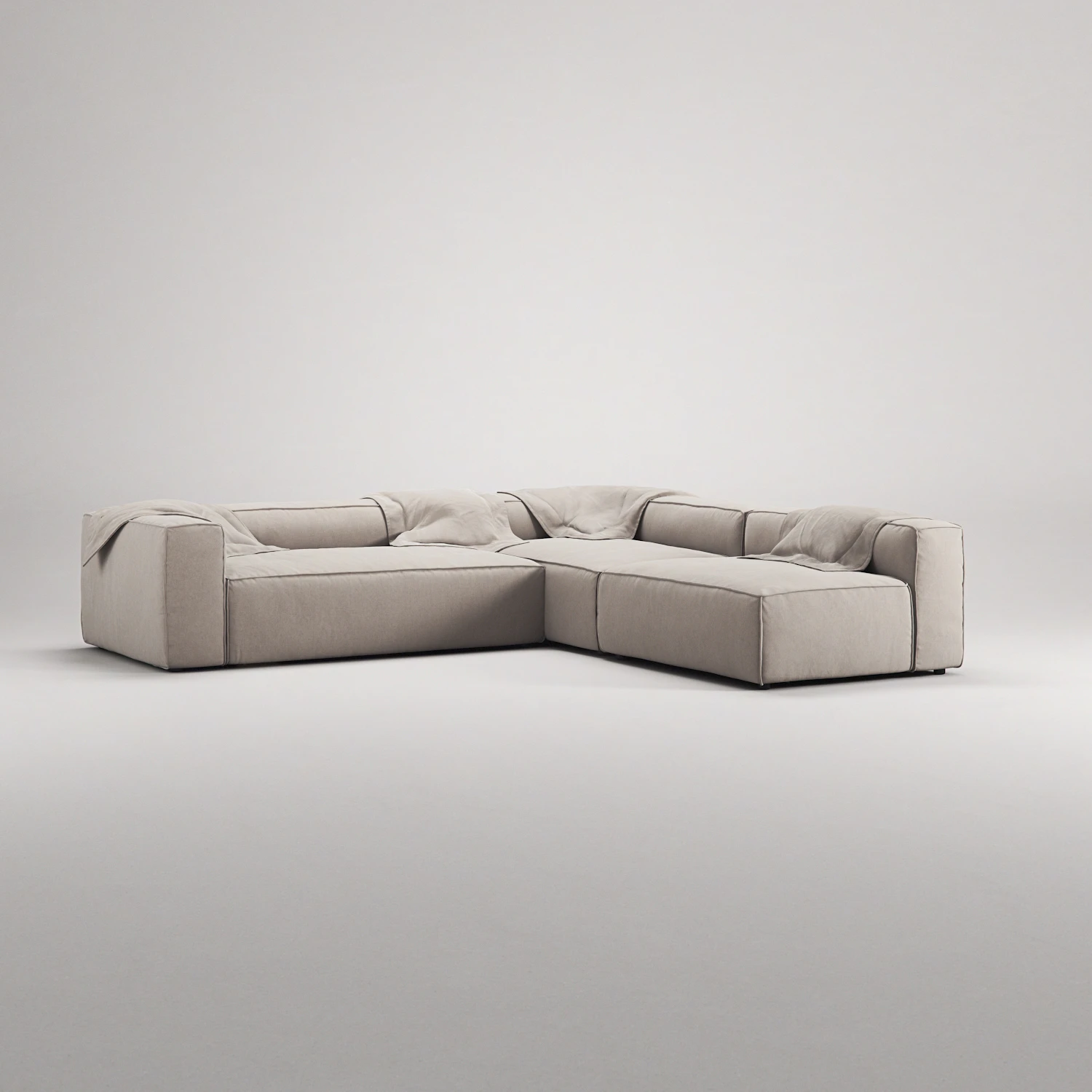 Decotique Grand 4-sitssoffa Divan Höger Med Fåtölj, sandshell beige från Decotique, bild 6