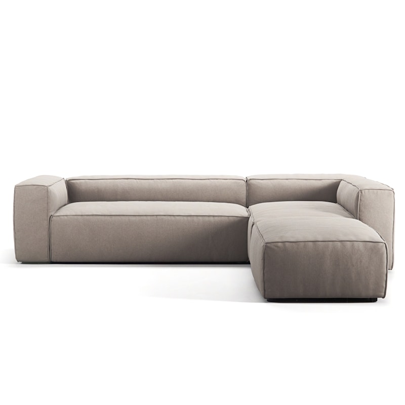 Grand 4-Sitssoffa Divan Höger öppet avslut Minetyg, Sandshell Beige
