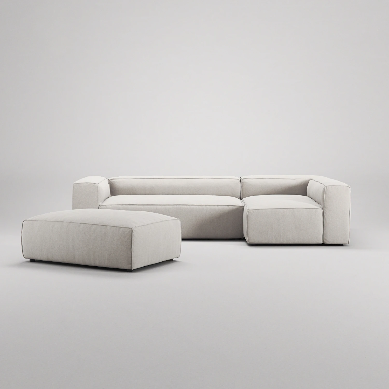 Decotique Grand 4-sitssoffa Divan Höger Öppet Avslut Med Fotpall, moon white från Decotique, bild 5