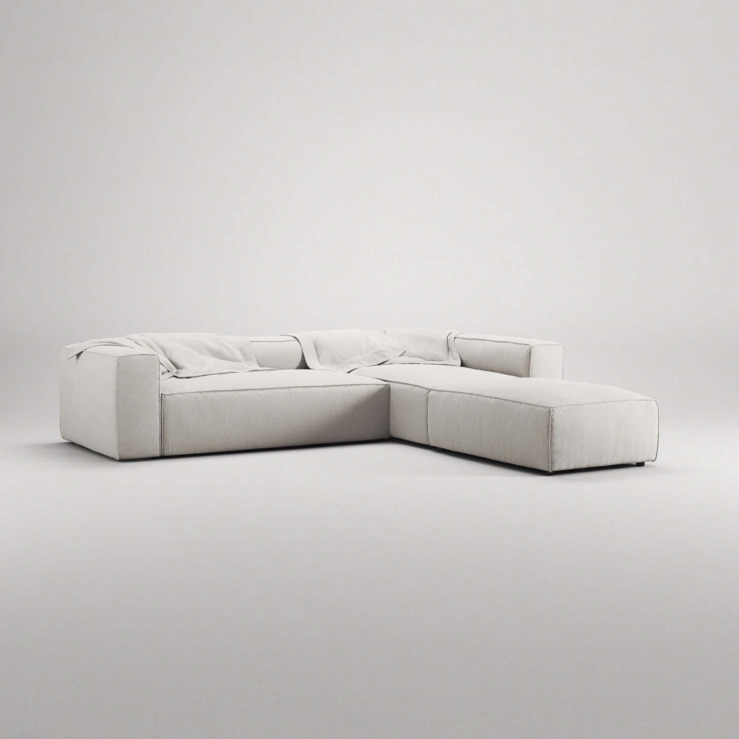 Decotique Grand 4-sitssoffa Divan Höger Öppet Avslut Med Fotpall, moon white från Decotique, bild 2