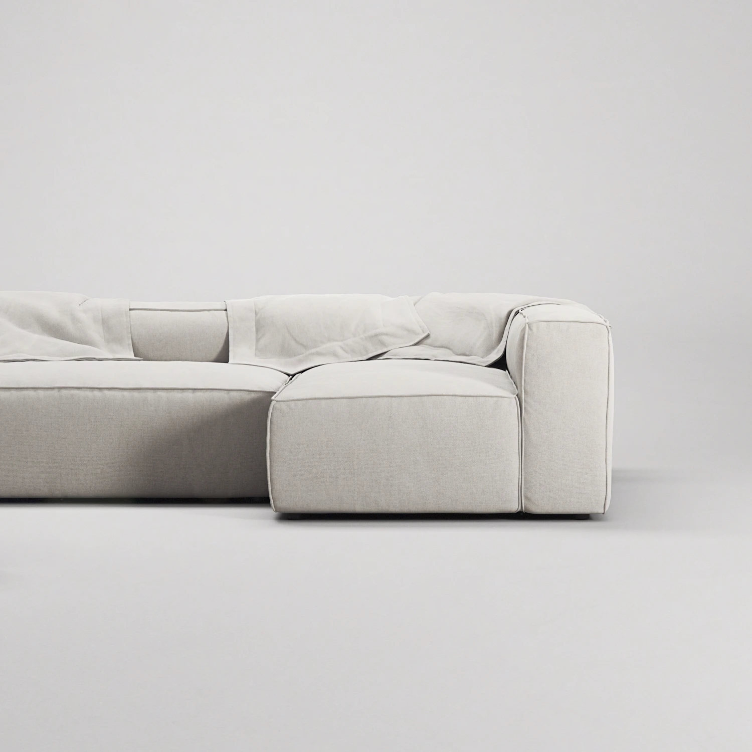 Decotique Grand 4-sitssoffa Divan Höger Öppet Avslut Med Fotpall, moon white från Decotique, bild 3