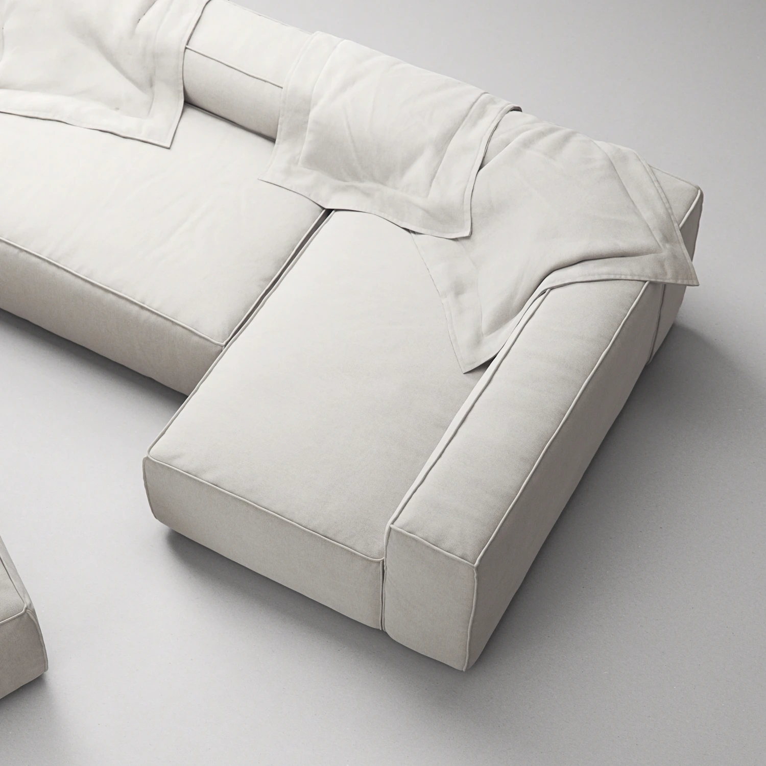Decotique Grand 4-sitssoffa Divan Höger Öppet Avslut Med Fotpall, moon white från Decotique, bild 6