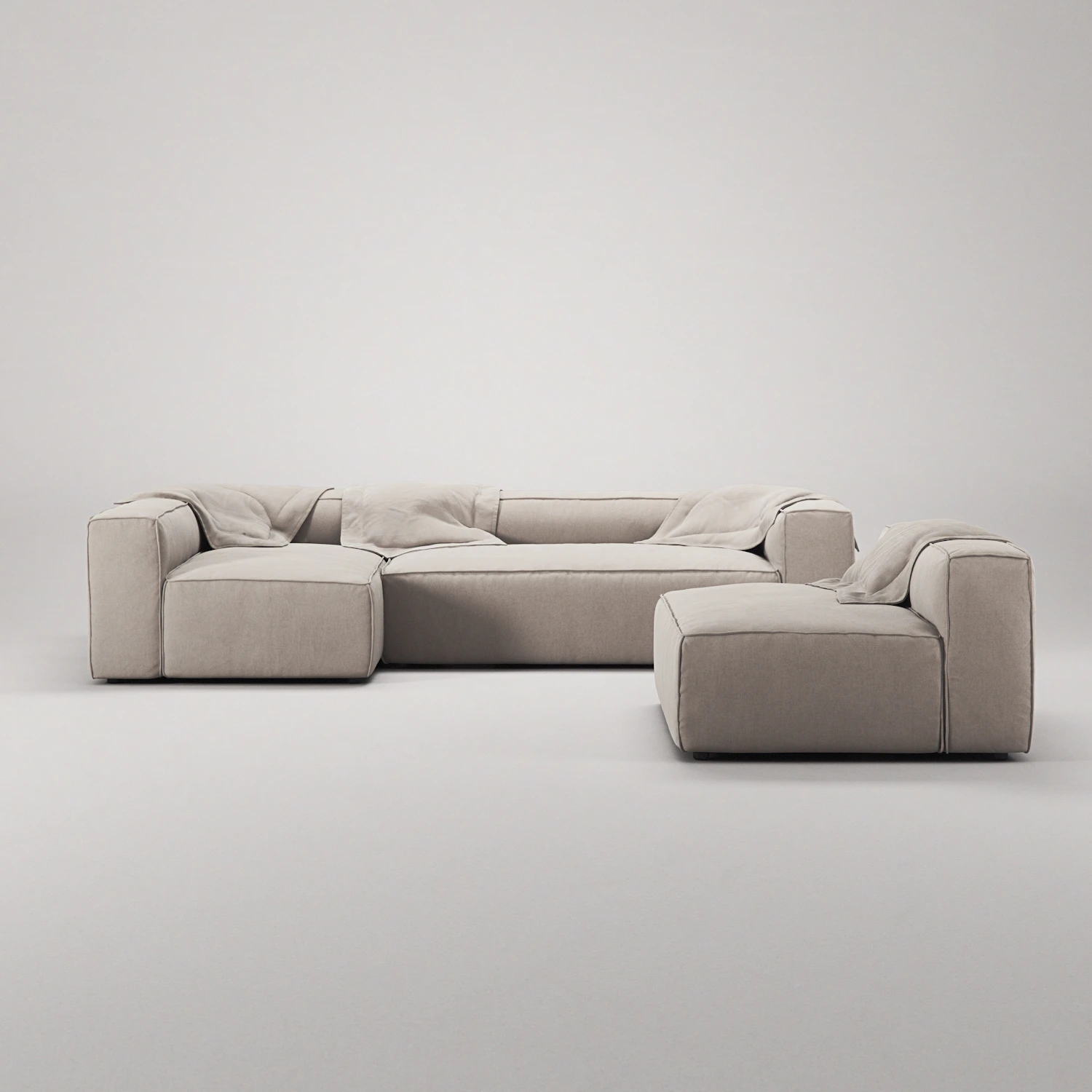 Decotique Grand 4-sitssoffa Divan Vänster Med Fåtölj, sandshell beige från Decotique, bild 4
