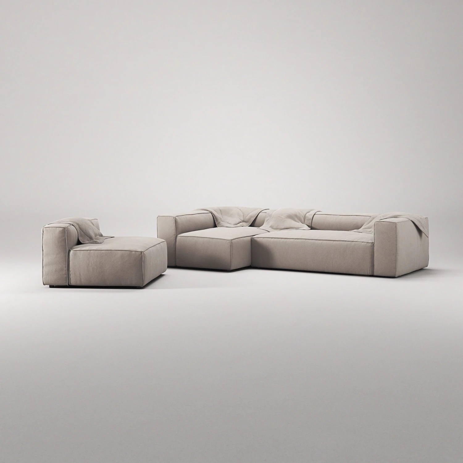 Decotique Grand 4-sitssoffa Divan Vänster Med Fåtölj, sandshell beige från Decotique, bild 2