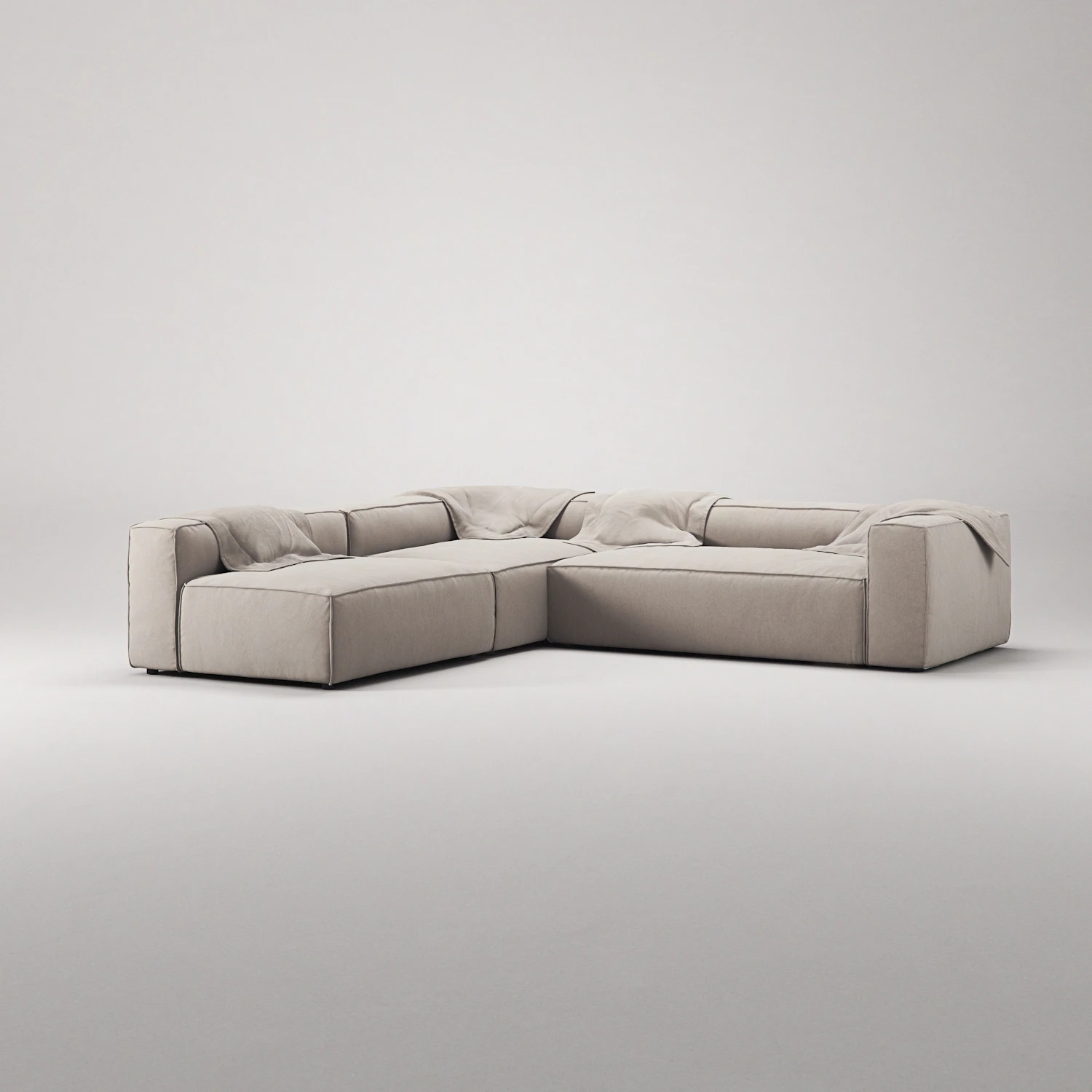 Decotique Grand 4-sitssoffa Divan Vänster Med Fåtölj, sandshell beige från Decotique, bild 3