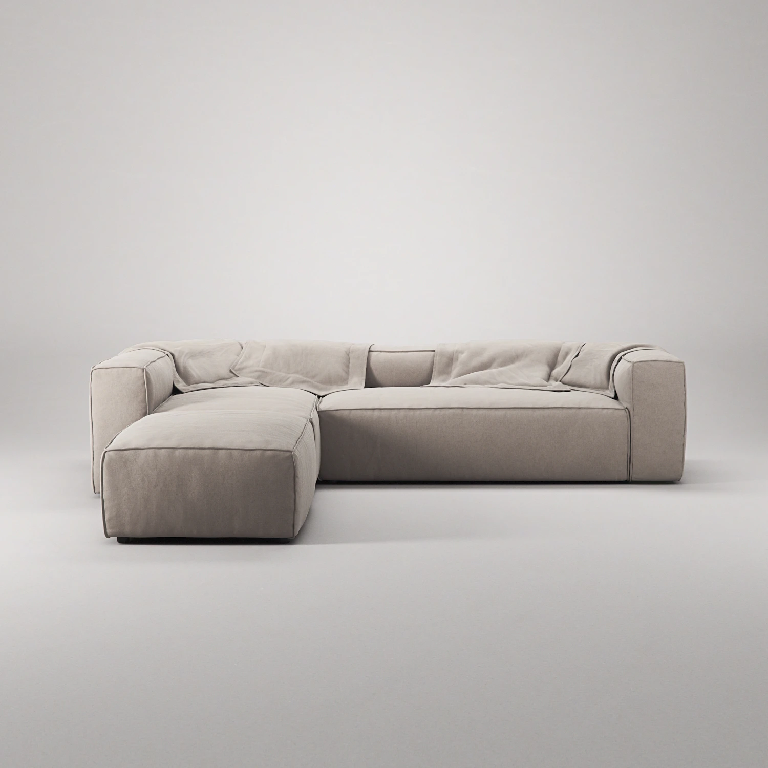 Decotique Grand 4-sitssoffa Divan Vänster Öppet Avslut Med Fotpall, sandshell beige från Decotique, bild 6