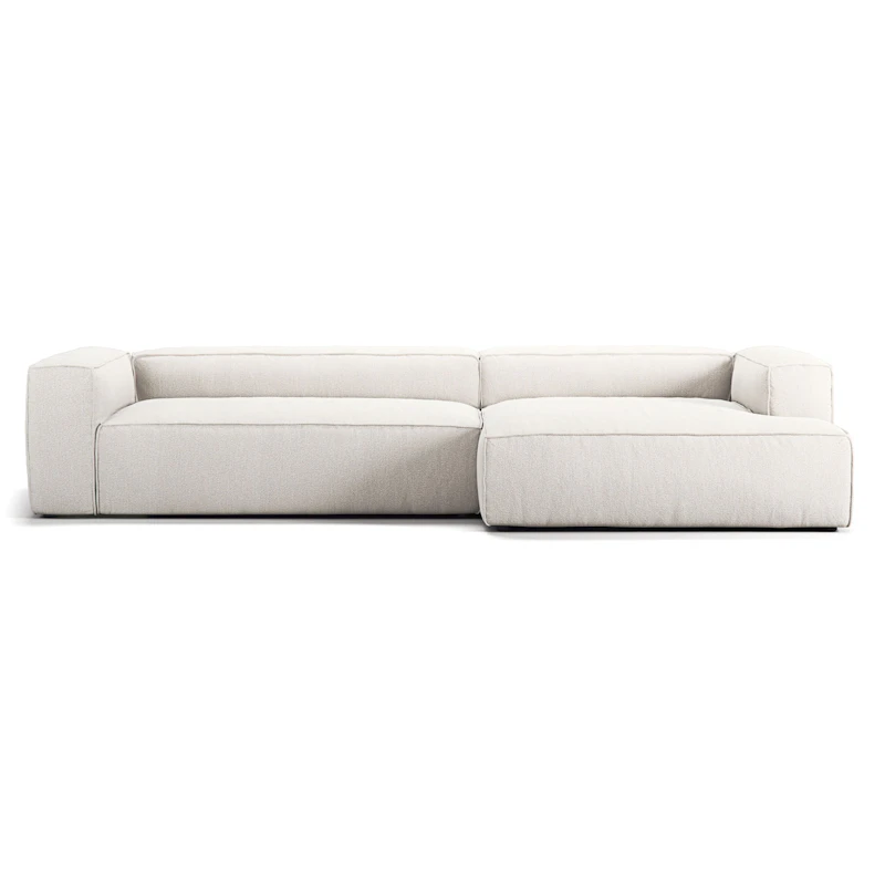 Grand 4-Sitssoffa schäslong Höger Bouclétyg, Steam White