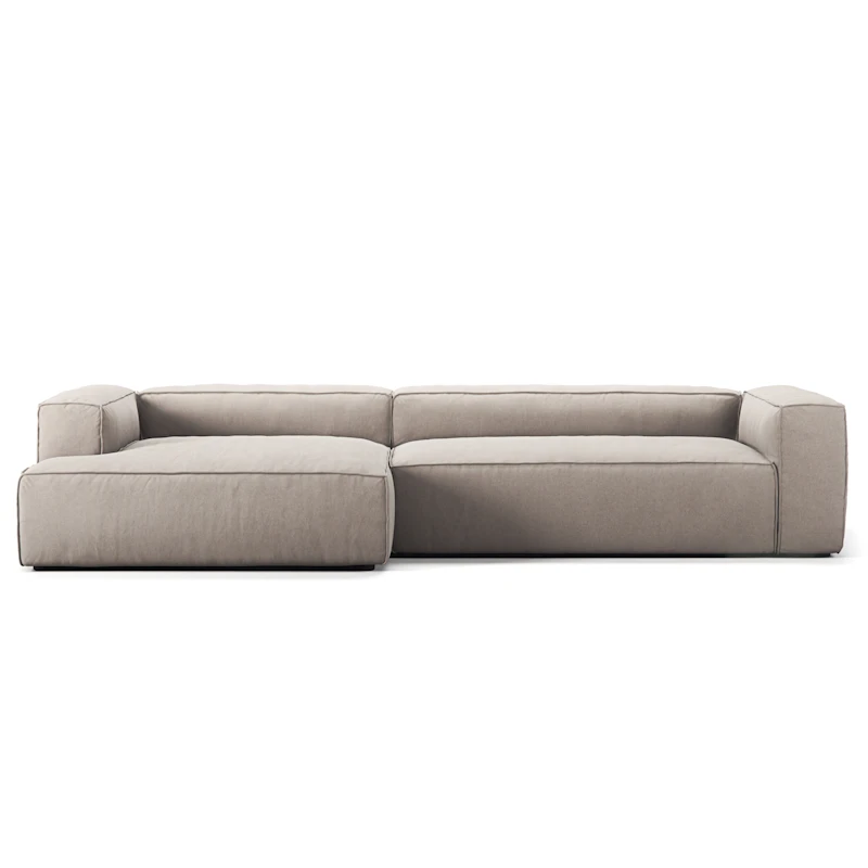 Grand 4-Sitssoffa schäslong Vänster Minetyg, Sandshell Beige