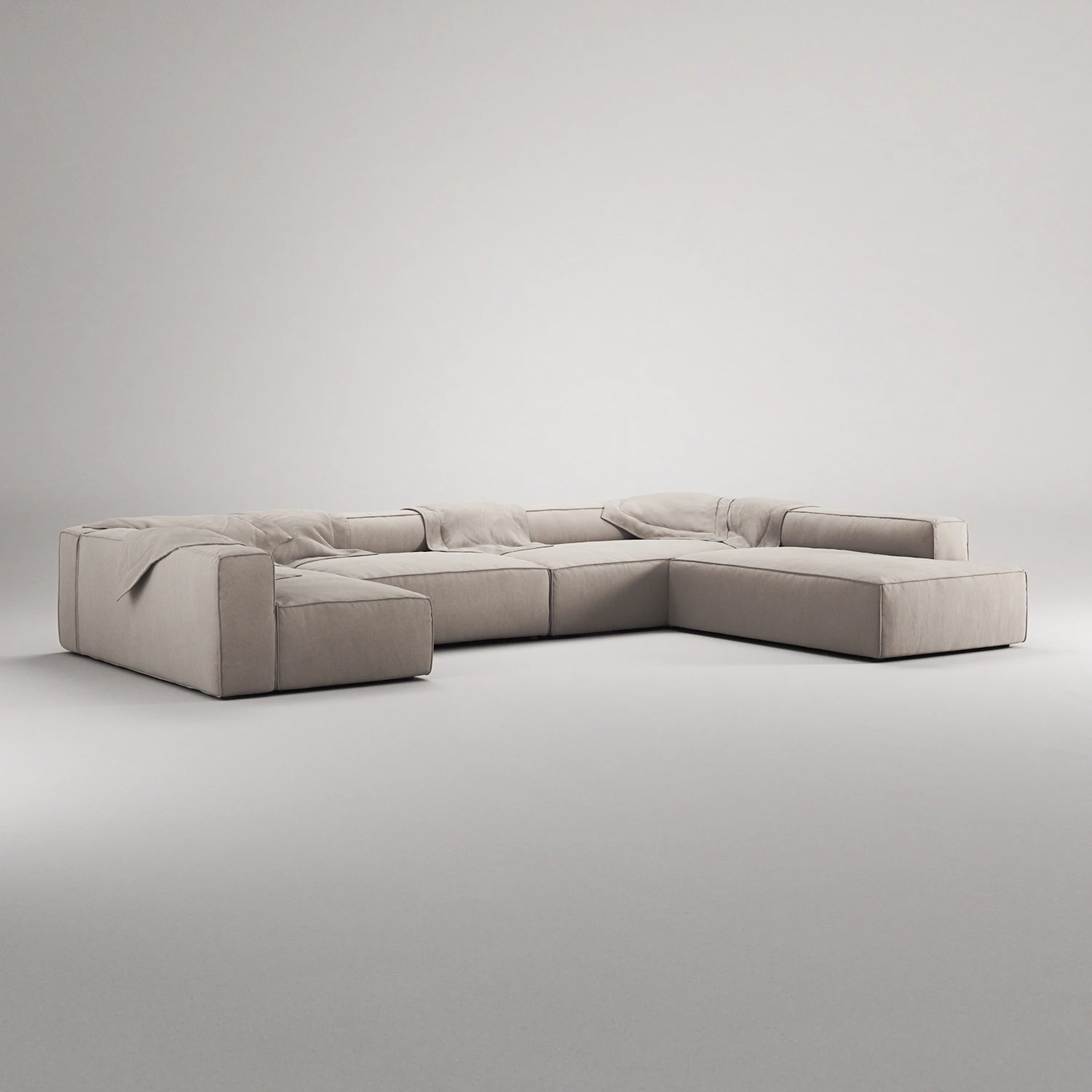 Decotique Grand 5-sitssoffa Divan Höger Minetyg, sandshell beige från Decotique, bild 2
