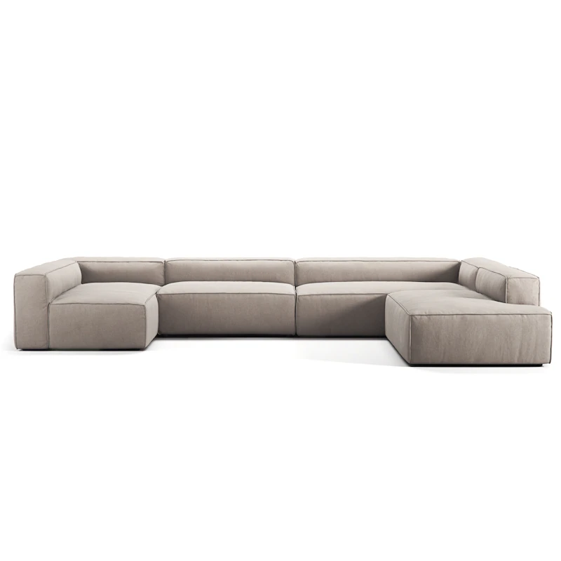 Grand 5-Sitssoffa divan Höger Minetyg, Sandshell Beige