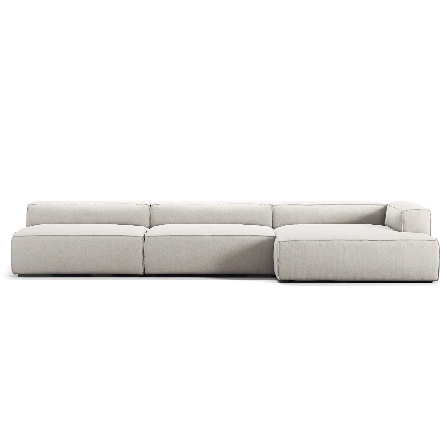 Decotique Grand 5-sitssoffa Sch&auml;slong H&ouml;ger Minetyg - H&ouml;rnsoffor & Divansoffor Micro Chenille Moon White