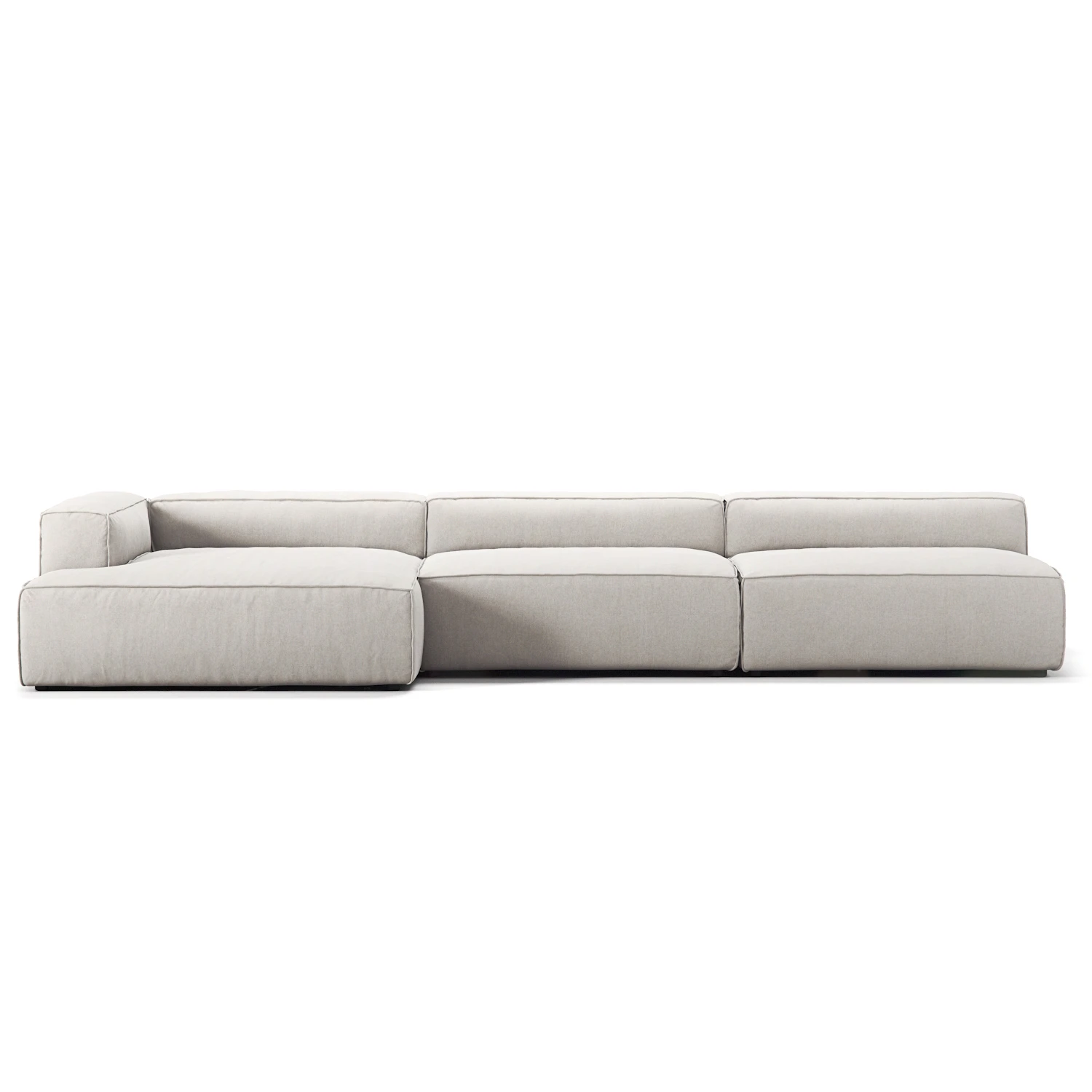 Decotique Grand 5-sitssoffa Sch&auml;slong V&auml;nster Minetyg - H&ouml;rnsoffor & Divansoffor Micro Chenille Moon White