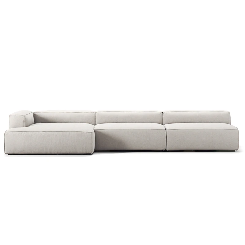 Grand 5-Sitssoffa schäslong Vänster Minetyg, Moon White