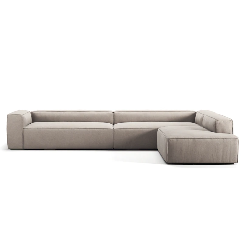 Grand Hörnsoffa 5-Sits öppet avslut Höger Minetyg, Sandshell Beige