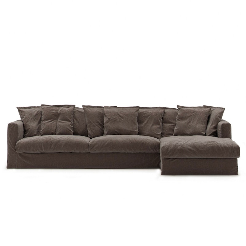 Le Grand Air Klädsel 3-Sits Linne Divan Höger, Truffle Brown